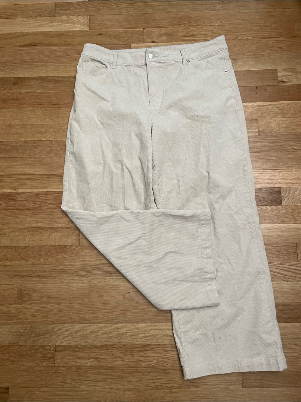 Time and Tru Wide Leg Corduroy Pants Ivory 18 NWOT